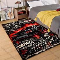 Multiple sizes Black car and red smoke Carpet for Living Room Bedroom Sofa Home Decor Rus Non-slip Floor Mat Luxury Gift 40cm x 60cm