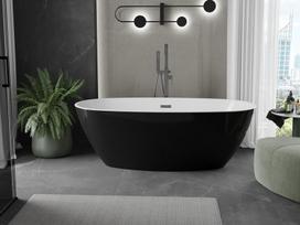 Mexen Eris laisvai pastatoma vonia 155 x 80 cm, balta/juoda, perpilimas gun metal - 53441558075-95, 155 x 80 cm