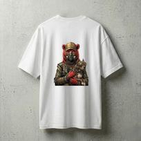 Cyberpunk Bear & Pitbull Gas Mask T-Shirt Design PNG | Post Apocalyptic Techwear Graphic | Streetwear DTF Transfer 2XL