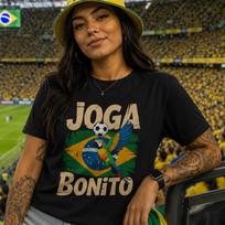 Joga Bonito Brazil Soccer Shirt – Retro Football Fan Tee, Brazilian Flag Graphic T-Shirt, Futbol Lover Gift for Men S