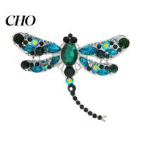 Long-lasting Luster Brooch Electroplated Alloy Brooch, Dragonfly Pin with Sparkling Rhinestones Inlaid, Long Tail Design Badge for Decorative žalia