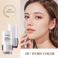 TVLV Double-ended Hydrating Foundation Stick with Brush - Lightweight, No Caking Formula 15g brown