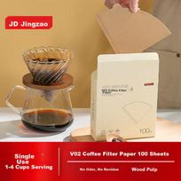 V60-02 Coffee Filter Paper, Pour-Over Fan-Shaped Funnel Original Color Filter Paper for 1-4 Servings Large Size [100 Pieces]