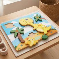 Wooden Shape Puzzle Board Smooth Surface 3D Jigsaw Puzzle Board Hand-Eye Coordination Fine Motor Skills for Children