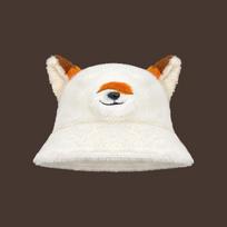 Fox Plush Fisherman Cap With Face Framing Style For Autumn Winter Casual Outfits balta