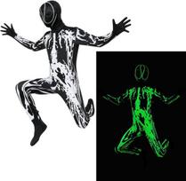 Vaikiškas Helovino kostiumas Ateivis šviečiantis 140 cm — vaikiškas vientisas kombinezonas, karnavalo kostiumas, siaubo kostiumas, karnavalo apranga, vaikų cosplay apranga, vaidmenų kostiumas, helovino apranga