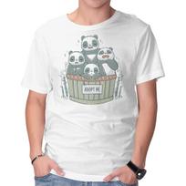 Unisex Crew Neck T-Shirt Adopt A Panda Graphic Short Sleeve Casual Tee M