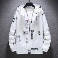 Spring Men's Letter Print Hooded Jacket Casual Windbreaker Coat M balta