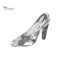 Light Luxury Home Decor Crystal-Clear Glass Shoe Ornament, Transparent High Heel Figurine, Collectible Fairy Tale Figurine Faux Crystal Sculpture for S gray