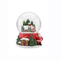 Christmas Resin Snow Globe Decorative Ornament with Snowflake Crystal Ball and Holiday Scene Featuring Santa Claus and Pine Trees for Seasonal Display One Size