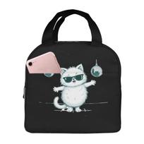 Jumping Cat Interesting Pattern Insulated Lunch Box Leak-proof Thermal Cooler Lunch Bag for Men Women Kids Work Trip Picnic juoda