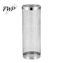Sausage Grill Basket Rotating BBQ with Wood Handle Stainless Steel Gas Cylinder Cage for Camping Non-Stick Outdoor Cooking Tool Shrimp L A