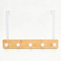 Natural Bamboo Clothes Rack 6 Hooks Hat Hanger Space Saving Rear Door Coat Hanger  Home Bathroom balta