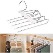 Cintre Pantalon - Multiple - Blanc - Acier Inoxydable - 2 Pièces - Gain de Place balta
