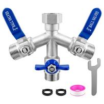 Garden 3 Way Hose Manifold Stainless Steel/Brass Bib Spigot Splitter Adapter with Shut-off Valves 3/4in GHT Thread for Home Hose