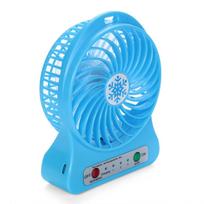 (blue) Portable Mini Fan LED Air Cooler USB Rechargeable Fan *3 Speed