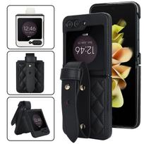 case for Samsung Z Flip 7 6 5 4 3 Plain leather diamond pattern Wristband folding protective sleeve tough case Anti-Fingerprint Galaxy Z Flip7 juoda