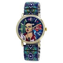Montre - RAPTOR - Frida Kahlo Edition - Boîtier 36 mm doré - Bracelet acier extensible multicolore - Quartz gryna