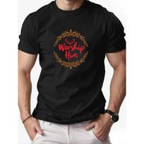 European sizes Men's Worship Him Graphic Summer Casual Crew Neck Short Sleeve T-Shirt S juoda