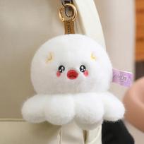 Kawaii Octopus Plush Keychain Soft Fluffy Stuffed Octopus Animal Doll Cute Squishy Octopus Plushie Bag Charm Keychain for Gift 10cm balta