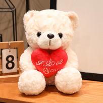 15/25CM Kawaii Cartoon Anime Love Rose Hat Bear Stuffed Animal Plush Toy Children's Couple Bear Handmade Doll Festival Gift 15cm balta