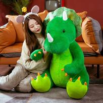60/80CM milžiniški mieli žali dinozaurų pliušiniai žaislai vaikams, minkšti kimšti Triceratops peluche, graži namų puošmena, vaikų gimtadienio dovanos 60CM