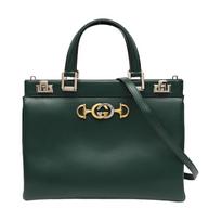 [Pre-Owned] Zumi Double G Buckle Leather Large Capacity Shoulder Crossbody Tote Bag Medium - Very Good #KV32HG ONE SIZE