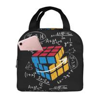 Math Rubiks Rubix Cube Insulated Lunch Bag for Women Children Portable Food Boxes Thermal Lunch Box Tote One Size