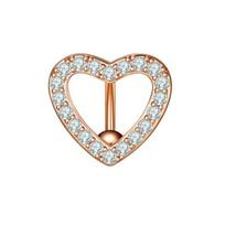 Sparkling Navel Barbell Jewelry Stainless Steel Navel Ring Fashion Heart Belly Button Ring  Women rožinio aukso spalvos
