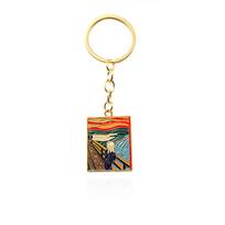 The Scream Starry Night Paintings Art Keychain With Iconic Starry Night And The Scream For Gift Giving oranžinė