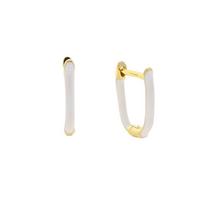 Promotion Gold Plated No CZ Stone Enamel Hoop Ear Jewelry Full Paved Black White Pink Blue Enamel U Shape Hoop Earring for Women
