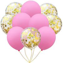 Happy Confetti 10pcs Birthday Baby Shower Decoration Party Supplies Balloons Pink