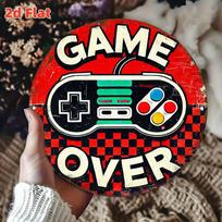 D Flat Retro Video Game End Sign  Vintage Arcade Metal Wall Plaque with Retro Gaming Suitable for IndoorOutdoor Use 20x20cm(8x8inch)