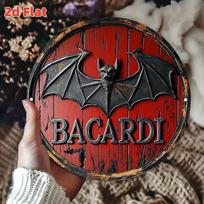 D FlatBacardi Bat Logo  Cuban Rum Legend  Vintage Wall Art Decorative Plaque Classic Alcohol Emblem Design Durable Indoor 20x20cm(8x8inch)