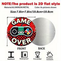 D Flat Retro Game End Sign  Vintage Arcade Metal Wall Decor for Indoor Outdoor 20x30cm（7.8x11.8inch）