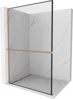 Mexen Kioto+ L dušo sienelė su lentyna Walk-in 90 x 200 cm, juodas rėmas, šlifuotas varis - 800-090-123-65-70