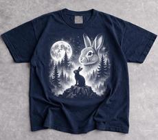Bunny Howling Moon Vintage T-Shirt, Retro 90s Rabbit Graphic Tee, Streetwear T-Shirt S