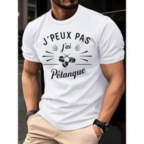 Men's French Boules T-Shirt - French Pétanque Meme Print Short Sleeve Tee, Casual Round Neck Summer Outdoor Gift Suitable for, Training, & Casual Wear S balta