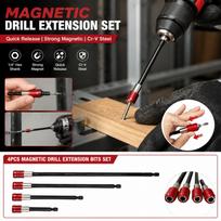 4-Piece Magnetic Drill Bit Extension Set 2/4/6/12 Inch, 1/4-Inch Shank Quick Release Driver Extensions, Cr-V, for Screwdriver Bits and Nut Drivers One Size