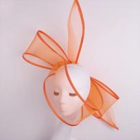 Mesh Fascinator Hat Veil Design Royal Race Hat Elegant Hair Clip Headwear  For Women oranžinė