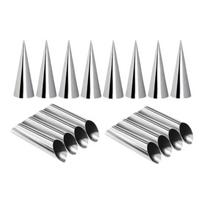16pcs Stainless Steel Cone Cream Horn Mold Non Stick Croissant Conical Tube Mold  Kitchen Baking sidabras