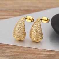 Nidin New Fashion Waterdrop Shape Delicate Stud Earrings For Women Pave Shiny Crystal Zircon Ear Jewelry Accessories Luxury Gift auksas
