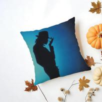 M-Michael Jackson Cushion Cover Washable Linen Pillowcase Soft For Daily Sofa Bed Home Room Decor Peach skin 18*18(CM)-1Pcs