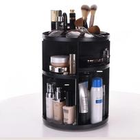ABS Spin Rotating Cosmetics Makeup Box Display Brush Tool Organizer 3 spalvos ONE SIZE juoda