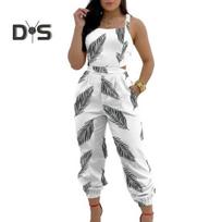 Women Jumpsuit Sleeveless Color Matching Printed Lace up Bow Cross Back Pockets Ankle banded Backless High Waist Lady Commute Party Jumpsuit S balta
