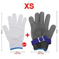 Anti-cutting metal gloves cutting slaughter chainsaw work labor protection hand protection stainless steel wire gloves silver gray * XS-- total length 22cm