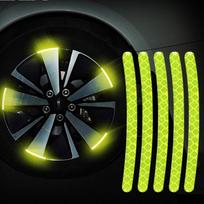 20vnt automobilio rato stebulės atspindintis lipdukas 3d stereo padangos dekoratyvinės juostelės nakties įspėjimas šviečiantis