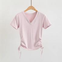 Women's Quick-Dry V-Neck Yoga and Pilates Short-Sleeve Slimming Tops for Spring/Summer Fitness and Running