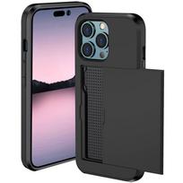 Smūgiams atsparus tvirtas dėklas su kortelių skyriumi iPhone 16 Pro Max 15 Pro Max 14 Pro Max iPhone 11 Pro Max pilka
