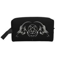 Pentagram Satantic Occult Church of Satan Goat Goth Storage Bags Unisex Portable Large Capacity Travel Cosmetic Bag Makeup Bag 25.5x16x12.5CM juoda